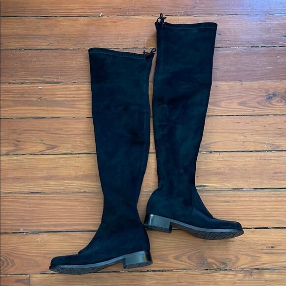 Stuart Weitzman Lowland suede stretch over the knee OTK black boots sz 39 - Picture 1 of 8